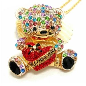 Cute Colorful “I love You” Bear Necklace